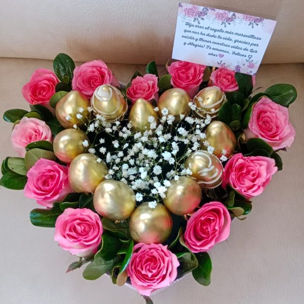 Corazon de fresas y rosas AMOR R23